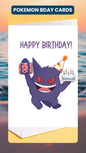 Gengar Pokemon Birthday Card Cute Funny Birthday Card Gift for Friend Partner Greeeting Card