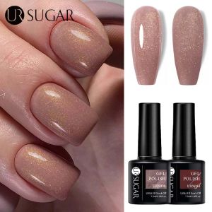UR SUGAR 7.5ml Nude Glitter Color Gel Nail UV Polish Warm brown Color Series Semi-permanent Varnish Professionals Manicure