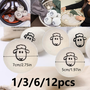 1/3/6/12pcs Wool Drying Balls Reusable For Clothe Softener Antistatic Anti-Winding Home Washing Machine Supplies Cleaning Gadget