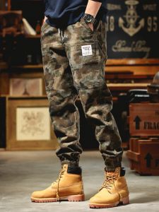American Style Vintage Camouflage Work Pants: Loose Fit & Heavy Weight Cuffed Trousers
