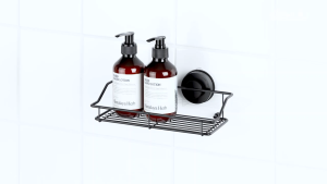 Dehub ชั้นวางของ ตะแกรงใส่ของ ตะแกรงวางของ ขนาด 25 ซม. ในห้องน้ำ ห้องครัว ตัวล็อกสูญญากาศ ไม่ต้องเจาะผนัง Wire Rack 250 - S60 (Black)