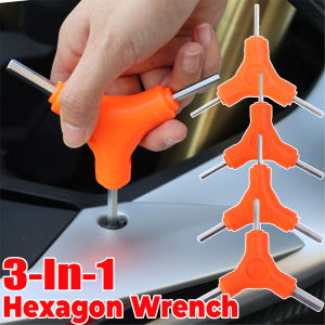 3 In 1 Trigeminal Hex Key Set 2.5/3/4/5/6/8mm Hexagon Wrench Carbon Steel Hand Tools Bicycle Car Maintenance Tools