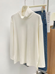 Áo Thun Dài Tay Cổ Cao Mềm Mại Thoải Mái Dành Cho Nữ Mùa Thu Đông Màu Trơn Dáng Rộng Thoải Mái Chất Liệu Polyester