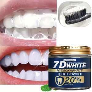 7D White Hydroxyapatite Tooth Powder with Charcoal & Mint Deep Cleaning Whitening Fresh Breath Oral Care 60g