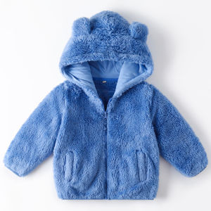 Kids Fleece-lined Thickened Fleece Outwear Boys and Girls Polar Fleece Long Velvet Tops Baby Hoodie Autumn and Winter Clothing