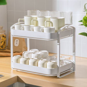 Kệ Đựng Cốc Hai Lớp Kệ Đựng Đồ Dùng Trà Có Thể Thoát Nước Khay Đựng Cốc Để Bàn Vật Dụng Vệ Sinh Nhà Tắm Không Nhãn Hiệu