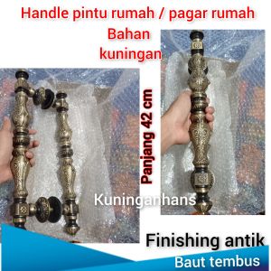 handle pintu rumah 2 pintu unik antik kuningan