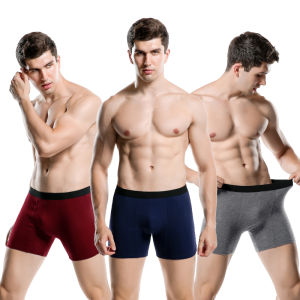 Mens Mid-Waist Cotton Sports Briefs Boxer Shorts for Youth Movement-Enhancing U-Convex Design Pure Color Pattern