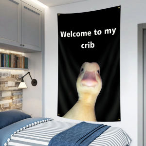 Welcome to My Crib Flag Funny Flags Grommets for Tapestry Dorm Room Home College Decor Bedroom tapestry Living room tapestry