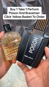 buy 1 get 1 free gift combo - strong spicy woody notes in Poison & fresh bergamot in Brave Man - 100ml Eau de Toilette Mens Fragrance Set