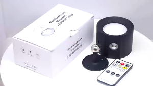[SG】New Magnetic Wall Light with Remote Control USB Wall Lamp Battery Operated Bedroom LED Night Light 360° Orientation