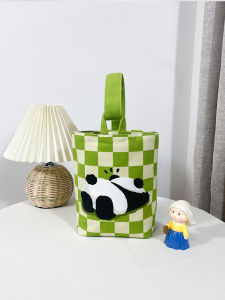  Handheld Panda Themed Bucket Bag Small Cloth Wallet for Shopping And Strolls Versatile Storage Pouch with Wrist Strap