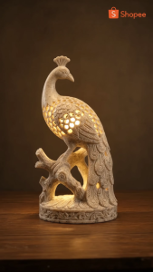 Handcrafted Marble Heritage Peacock – Intricate Carved Natural Stone Statue & Royal Decor Accent  Pack of 3