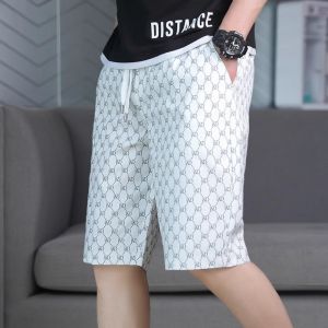 High-End White Mens Shorts Summer Thin Straight Leg Five-Quarter Casual Pants Outerwear Trendy Brand Loose Fit mid Waist