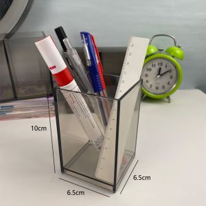 Large Capacity Acrylic Transparent Pen Holder Office Desk Stationery Storage Box Multi-Functional Business Supplies Organizer