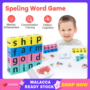 Letter Spelling Block Flash Cards Game Kids Learning English Alphabet Matching Early Education Montessori Toys Blocks Letter Spelling Game