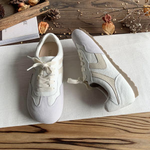 Leather Sport Shoes Womens Soft Bottom Artistic White Sneakers New 2025 Flat Heel Agan Shoe Cowhide Casual Fashion Shoes