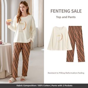 FENTENG | Couple Thin Pure Cotton Sleepwear Set