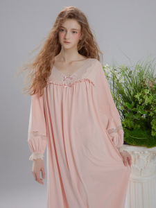 Chenxi 24 Autumn Cotton Mo Spring and Autumn Palace Style Nightdress Womens Long Sleeve French Style Princess Lace Fairy Style Spring and Summer Pajamas