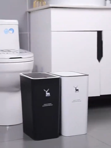 10L/15L Press-type Trash Can With Lid Waterproof Pet-proof Anti-odor Space Save Trash Bin