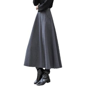 Váy Dài Nhung Dày Mùa Đông Có Eo Cao Và Túi Màu Nguyên Chất Phong Cách Palce Cho Nữ Size Plus