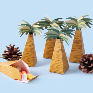 10/20Pcs Mini Coconut Palm Tree Paper Chocolate Candy Box Gift Packing Box for Hawaiian Tropical Birthday Party Supplies