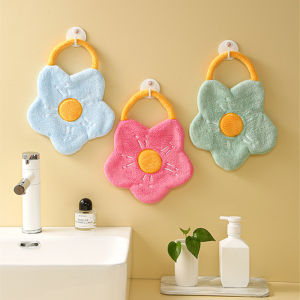 Creative Flower Hand Towels Quick Dry Coral Fleece Wipe Handkerchief Multipurpose Kitchen Bathroom Absorbent Cleaning Cloth
