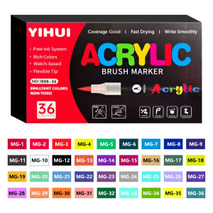 12-60 Colors Acrylic Paint Pen Markers Acrylic Felts Brush Tip Paint Markers For Wood Rock Painting Canvas Gift DIY Crafts