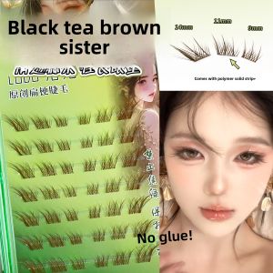 Natural Looking Fox Eye Segmented Fake Eyelashes Brown Color No Glue Required Side Flying Easy to Use Thick And Curly