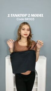 Ninabobo BR003 Tanktop BRA Wanita Tank Top Polos Panjang Basic Square Fashion Tali Spaghetti