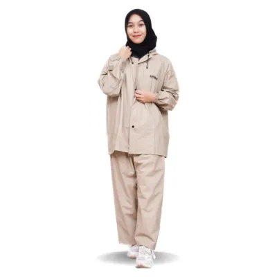 Jas Hujan Akula Original Setelan Pria Wanita Anti rembes Terbaik Mocca