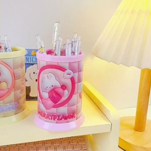 Creative Cartoon Round Folding Pen Holder Cartoon Desk Stationery Organizer