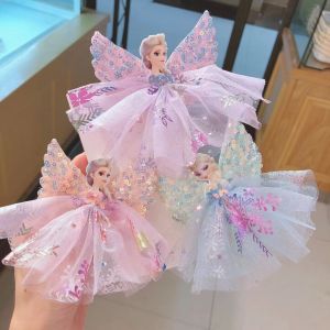 Elsa การ์ตูนเจ้าหญิง Sequined Bow Hairpin หวานคลิปด้านข้างแฟชั่นสาว Hairpin เด็กอุปกรณ์เสริมผม