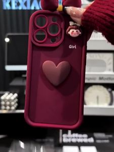 เคส Vivo V50 V40 V30 V29 V27 V23 5G เคส Vivo V40 V30 V27 Pro เคสเบอร์กันดีสามมิติรักผีเสื้อคันธนูป้องกันการตกเคสโทรศัพท์สําหรับผู้หญิงผู้หญิงนักเรียน