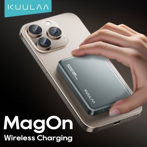 KUULAA พาวเวอร์แบงค์ไร้สาย 5000mAh แม่เหล็กไร้สาย Power Bank Magnetic Wireless PowerBank for iPhone 15/14/13/12 Series Super Mini Magnetic Battery Pack