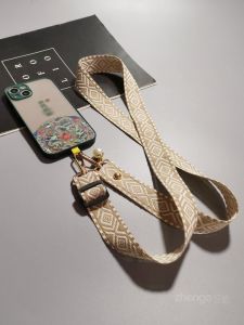 Thickened Retro Diamond Grid Womens Crossbody Phone Strap Ultra Thin Weaving Lanyard Adjustable Length Outdoor Travel Bag Chain Multifunctional