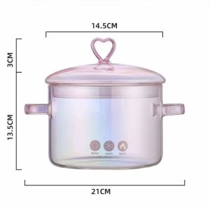Aesthetic Glass Soup Pot Cookware Resistant Binaural Saucepan Pasta Stovetop Stew Cooking Pot Stockpot Kitchen Accessories Tool