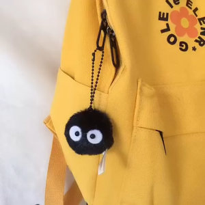 Coal Ball Keychain Cute Black Bell Small Coal Ball Plush Cell Phone Charms Bag Clothing Accessories