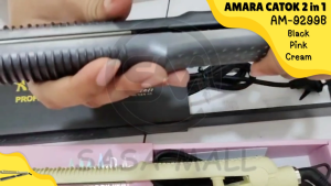 Pink Amara Catok 2 in 1 Am-9299b Multifungsi Bisa Lurus Bisa Keriting Catokan Rambut Original Hair Straigthener Curling 2in1 Beauty Tools Perlengkapan Alat Rambut Garansi 6 Bulan Resmi AM 9299b Laz COD Bisa Bayar di Tempat