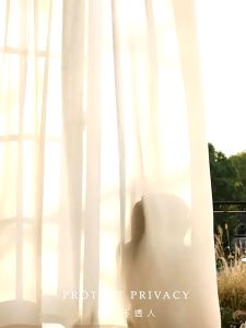 Solid Color Beige Sheer White sheer Curtain for Living Room Bedroom Kitchen Door Window with Ring Korean Sheer 5ft 7ft 8ft Curtain Lace