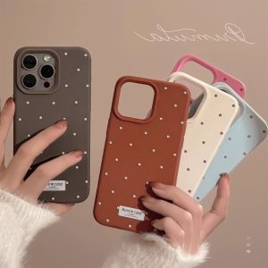 Simple Dot Patterned iPhone Case with Camera Button Female Style Protection for Apple 16Promax 15 14 Soft Shell 13 Cartoon Design