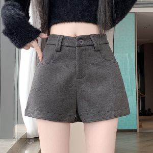 2025 New Grey Woolen High Waist Womens Bottoming Boot Pants Casual Wide Leg Autumn Winter Fashion Versatile Solid Color Zipper Style