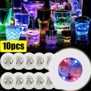 3 Mode LED Luminous Coaster Glow in The Dark Atmosphere Cup Pad Light Up Drink Bottle Coaster for Holiday Nightclub Bar Party Home Vase Decoration