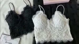 เสื้อสายเดี่ยวพร้อมบราลูกไม้เซ็กซี่มีฟองน้ำในตัวหลังยืดใส่สบาย - สมุดรูปที่คุณต้องการเสริมความสวยคุย