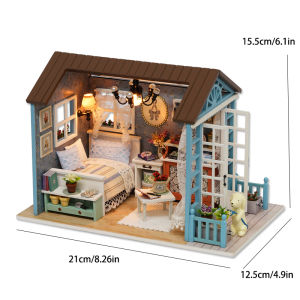 Miniature Dollhouse Kit with LED Light DIY Wooden Cottage 3D Puzzle Creative Handmade Toys Home Decor for Xmas Birthday Gifts