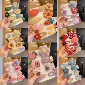 MT Cute Hairpin for Girl Korean Bowknot Headdress Set Plush Flower Fruit Clip for Girls