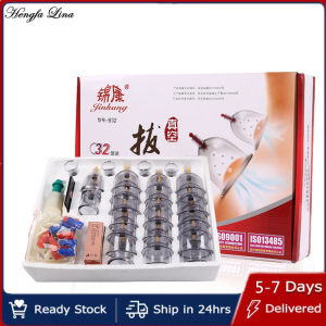 Hengfa Lina Cheap 32 Pieces Cans cups chinese vacuum cupping kit pull out a vacuum apparatus therapy relax massagers curve suction pumps