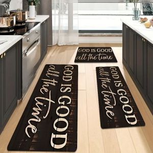 Thảm Trải Sàn Nhà Bếp Vân Gỗ Cổ Điển Truyền Cảm Hứng Chống Trơn Trượt Giặt Máy Được Thảm Trải Hành Lang Trang Trí Nhà Cửa Thảm Trải Sàn Tạo Động Lực