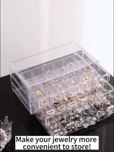 72grid Transparent Separate Jewelry Jewelry Storage Box 3 Layers Rings Earrings Necklaces Acrylic