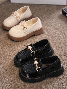 Girls Black Small Leather Shoes 2024 Spring and Autumn Childrens Shoes Kids Baby Girl Shoes Little Girl Princess Shoes Flats